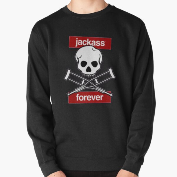Jackass Forever - Jackass Red Skull And Crutches Warning Logo Pullover Sweatshirt RB1309 product Offical jackass Merch