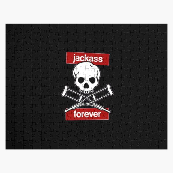 Jackass Forever - Jackass Red Skull And Crutches Warning Logo Jigsaw Puzzle RB1309 product Offical jackass Merch